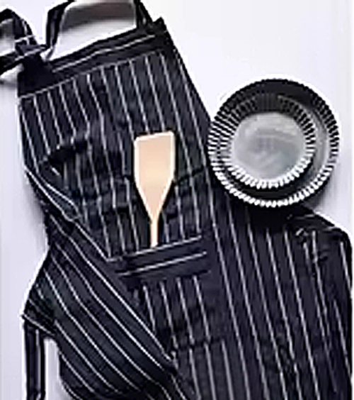Black and White Stripped Apron with Pocket