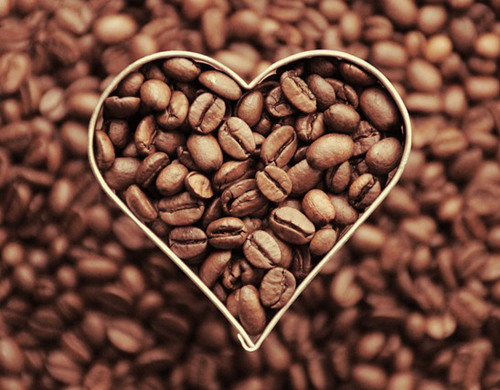 Coffee Beans in Heart-Shaped Tin