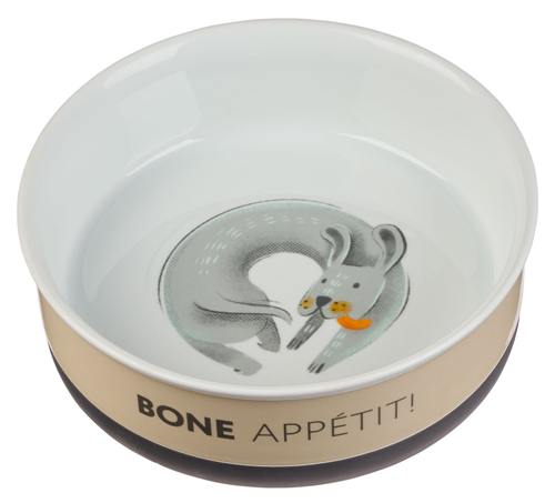 Bone Appetit Large Taupe Ceramic Dog Bowl