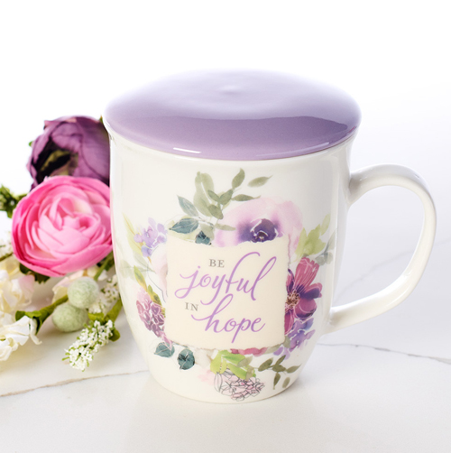 Be Joyful in Hope Lidded Ceramic Coffee Mug