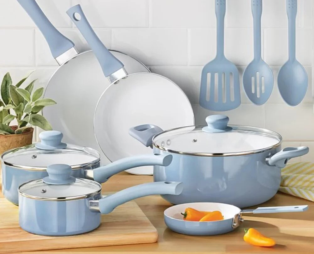 Light Blue Ceramic Kitchen Cookware Set
